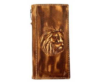 Handmade Leather for Samsung Galaxy Z Fold 8 Ultra Case with Lion Stamping