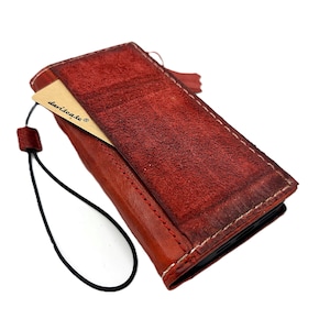 Echtleder Tasche für Google Pixel 9 8 7 6 A 8A Pro XL 4G 5G Falten Buch Brieftasche Handgefertigte Spezielle Rote Tasche Wildleder Nähen