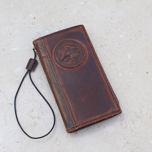 Embossing Leather Wallet Case: Handmade Genuine Leather, Card Slots & ID Window | OnePlus 13R, Soft Durable Cover