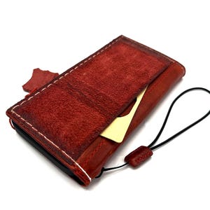 Capa tipo carteira em couro camurça genuíno – Compatível com Galaxy S25/S24/S23/S22/S21/S20 FE/Ultra/Plus A14/A35/A52/A53/A54/A55/A73 – Bolso vermelho feito à mão