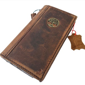 Genuine Handmade Leather Case for Google Pixel 4 5 6 7 8 A Pro XL 4G 5G Book Wallet Book Pulish Stamping Tree Of Life jewel By ArtAmit