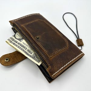 Funda de piel auténtica para iPhone 16, 15, 14, 13, 12, 11, 8, 7 Pro Max Plus, Mini SE, XS, E, con cremallera vintage, con imán, costura a mano ArtAmit