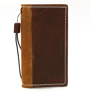 Custodia in vera pelle per Google Pixel 9 8 7 6 5A 9A 8A Pro XL 4G 5G, portafoglio pieghevole, fatto a mano, in pelle scamosciata marrone chiaro vintage, cera lucida, cucito ArtAmit