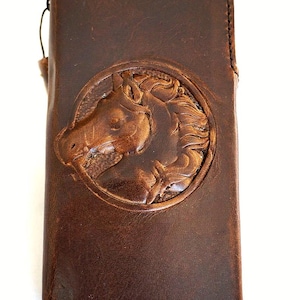 Custodia in vera pelle fatta a mano per Google Pixel 4 5 6 7 8 9 A 8A Pro XL Fold 4G 5G Book Vintage Stamping Polish Decorated Horse di ArtAmit