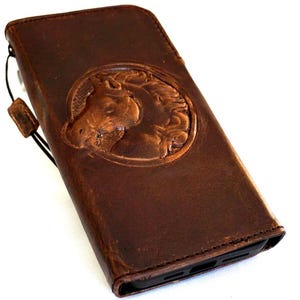 Custodia a portafoglio in vera pelle con stampa a forma di cavallo per Galaxy S24 S23 S22 S21 S20 FE Ultra Fold 6 10 20 21 A13 A71 A51 A15 A31 A53 4G 5G Plus