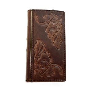 Custodia in vera pelle per Google Pixel 4 5 6 7 8 9 A 8A Pro XL 4G 5G Portafoglio pieghevole Custodia fatta a mano Stile speciale Decorato Libro marrone di ArtAmit
