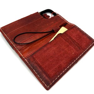Lederen Case Voor Galaxy Z Fold 7 6 5 4 3 Wallet Cover Kaartsleuven Boek Vintage oude Speciale Rode Pocket Suède Naaien