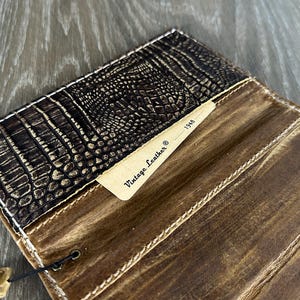Custodia in vera pelle per Galaxy Z Fold 6 5 4 3 Portafoglio Cover con scomparti per carte Libro Vintage vecchio Speciale Lucidatura Cera Coccodrillo Tasca Pelle Cucita