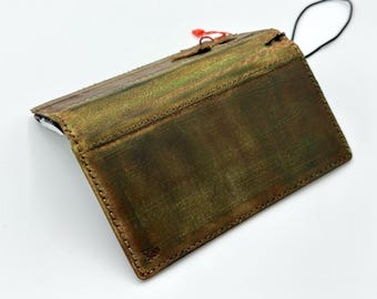 Genuine Leather Case For Galaxy Z Fold  7 6 5 4 3 Wallet Cover Card Slots Book Handmade Old Special Polish Vintage Green - Tan ArtAmit