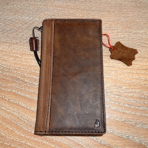Genuine Leather Case For Apple iPhone 11 12 13 14 15 16 17 Pro Max 7 8 plus Mini SE XS Case Wallet Cover Style Classic Pulish Brown ArtAmit