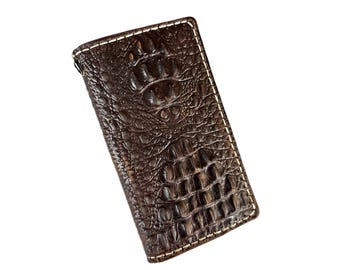 Handmade Crocodile Leather Wallet Case for Google Pixel 11