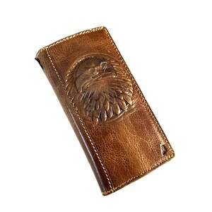 Custodia in vera pelle marrone chiaro per Google Pixel 4 5 6 7 8 9 A Pro XL 4G 5G Portafoglio a libro Copertina vintage a libro Stampa fatta a mano Design aquila ArtAmit