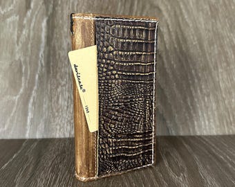 Handmade Crocodile Leather Wallet Case for Google Pixel 11