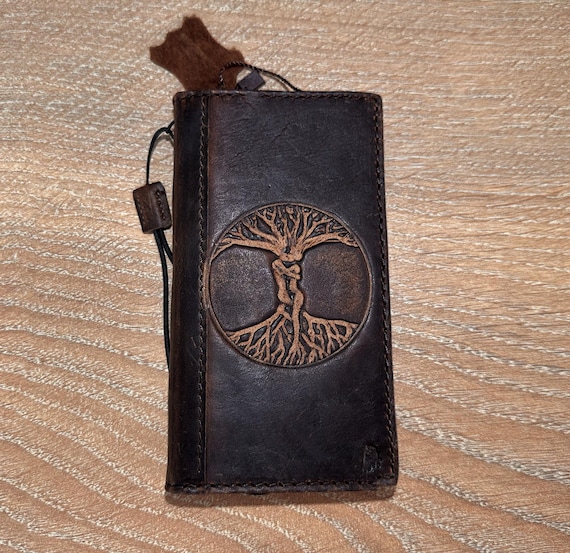 Google Pixel 11, Handmade Paradise Tree Wallet Phone Case | Full Leather | Card Slots, Cash Well, ID Window