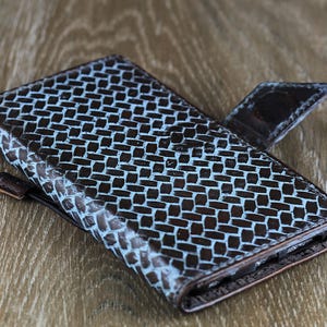 Echt leer voor OnePlus 12 12R hoesje portemonnee handgemaakt draadloos luxe dubbele sleuven kaart magnetische sluiting "net" OUD modieus blauw