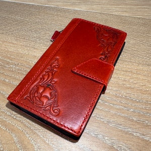 Custodia a portafoglio in vera pelle per Apple iPhone 7 8 11 12 13 14 15 16 Pro Max Plus Mini SE XS Custodia in pelle rossa con magnete speciale di Art Amit
