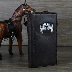 Custodia in vera pelle per Galaxy S25 S24 S23 S22 S21 S20 FE Ultra Fold 10 20 21 A14 A72 A51 A15 A35 A53 4G 5G Plus Portafoglio Argento Timbro Cavalli
