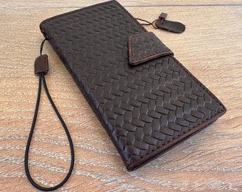Genuine Leather For Galaxy S25 S24 S23 S22 S21 S20 FE Ultra Edge Note 8 9 10 20 21 A13 A71 A51 A14 A31 A53 4G 5G Plus Style Net Case Wallet