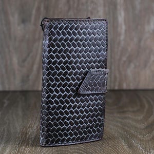 Custodia in vera pelle per Google Pixel 9 8 7 6 5 4 A 8A Pro XL 4G 5G Portafoglio pieghevole a libro fatto a mano Old Fashion Grigio "Net" Chiusura magnetica