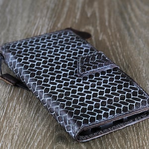 Echt leer voor OnePlus 12 12R portemonnee portemonnee handgemaakt draadloos luxe dubbele sleuven kaart magnetische sluiting "net" OUDE mode grijs