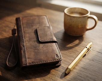 Handmade Phone Case, Leather Wallet with Card Slots for Samsung Galaxy S20–S26 Series