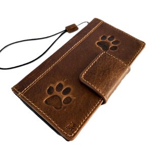 Genuine Leather For Apple iPhone 16 15 14 13 12 11 8 7 Pro Max Plus Mini SE XS E Case Wallet Cover Style Stamping Dog Leather Case ArtAmit