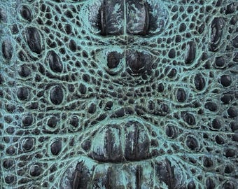 Handmade Leather for iPhone Wallet Case, Crocodile Stamped - Old Green