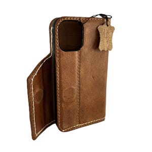 Custodia in vera pelle per Galaxy Z Fold 3, 4, 5, 6, portafoglio, con scomparti per carte, design 3D con magnete, realizzata a mano da ArtAmit