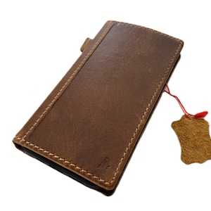 Étui en cuir véritable pour Google Pixel 4 5 6 7 8 9 A 8A Pro XL 4G 5G Livre portefeuille fait main Couverture de livre vintage Étui en cuir marron clair Par ArtAmit