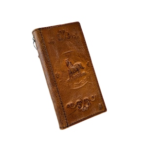 Funda de piel auténtica para Google Pixel 4, 5, 6, 7, 8, 9, A, Pro XL, 4G, 5G, plegable, hecha a mano, estilo libro, con estampado de caballo decorado.