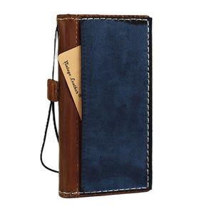 Echt leer voor OnePlus 12 12R 13 Hoesje Portemonnee Handgemaakt Draadloos Luxe slots Kaart ouderwetse vintage blauwe zak suède naaien