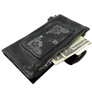 Funda de piel auténtica con cremallera para Galaxy S25/S24/S23/S22/S21/S20 FE/Ultra/Plus A14/A35/A52/A53/A54/A55. Hecha a mano, decorada en gris.