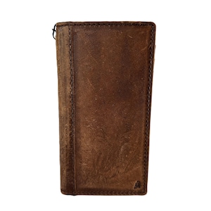 Custodia in vera pelle per Galaxy Fold 6 5 4 3 S25 Cover con scomparti per carte Portafoglio vintage Fatto a mano Lusso OLD Marrone Lucido di ArtAmit