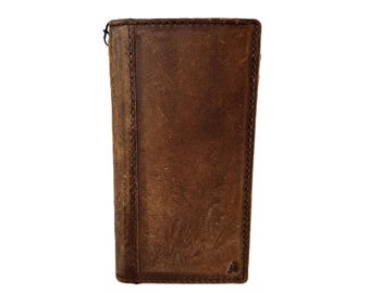 Genuine Leather Case For Galaxy Fold 6 5 4 3 S25 Cover Card Slots Vintage Wallet Handmade Luxury OLD Brown Polish By ArtAmit