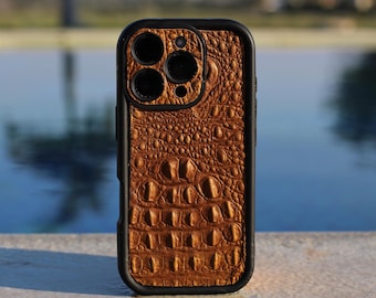 Handmade Crocodile Embossed Leather for  iPhone Wallet Case
