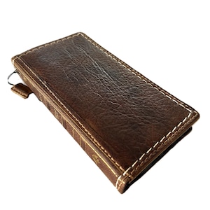 Custodia in vera pelle per Galaxy Z Fold 6, 5, 4, 3, portafoglio, con scomparti per carte, design a libro, lucidatura vintage, cera, Bibbia, cucito a mano da ArtAmit