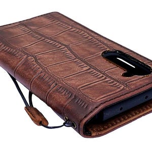 Custodia in vera pelle per Galaxy Fold 6, 4, 5, 3, S25, con scomparti per carte, portafoglio vintage, realizzata a mano, con timbro di lusso polacco, pietra antica, di ArtAmit
