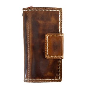 Étui en cuir véritable pour Samsung Galaxy Z Fold 3 4 5 6, fentes pour carte, fait main, style vintage, couture à la main, grand aimant, cire polonaise ArtAmit