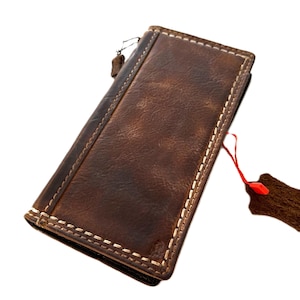 Custodia in vera pelle fatta a mano per Google Pixel 4 5 6 7 8 9 8A A Pro XL Fold 4G 5G Portafoglio a libro Lucido Marrone Cera Cucitura a mano ArtAmit