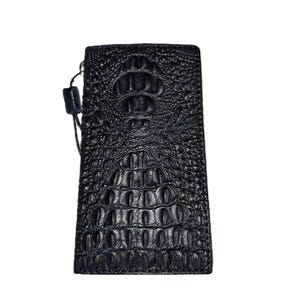 Funda tipo cartera para iPhone 17 con estampado de cocodrilo / Piel de grano completo / Ranura para tarjetas, ventana para identificación, compartimento para billetes