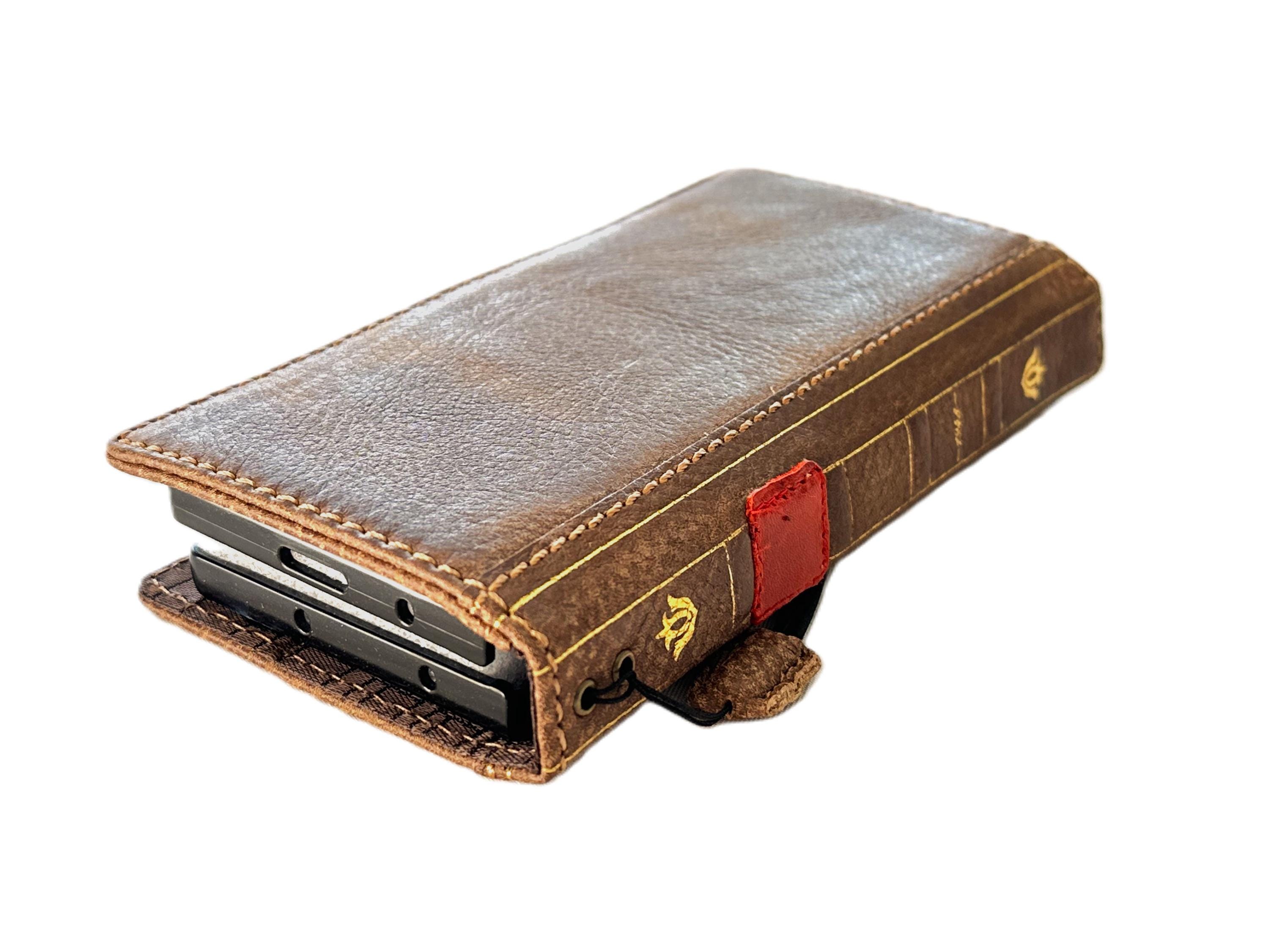 Genuine Tan Leather Case For Samsung Galaxy Z Fold 3 4 5 6 Back Cover Wallet Cards Slots Book Polish Stone Bible Red Design by ArtAmit