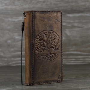 Étui pour Galaxy S25 S24 S23 S22 S21 S20 FE en cuir véritable Ultra Fold 10 20 21 A14 A72 A51 A15 A35 A53 4G 5G Plus Portefeuille Polonais Arbre de vie