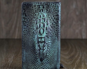 Handmade Leather For iPhone Wallet Case, Crocodile Stamping