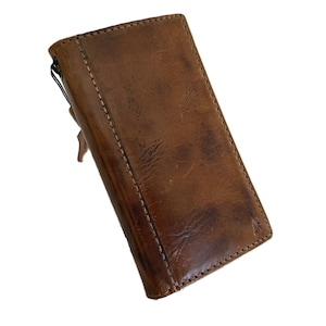 Custodia in vera pelle fatta a mano per Google Pixel 4 5 6 7 8 9 8A A Pro XL Fold 4G 5G Portafoglio a libro con finitura in cera lucida artigianale Tan ArtAmit