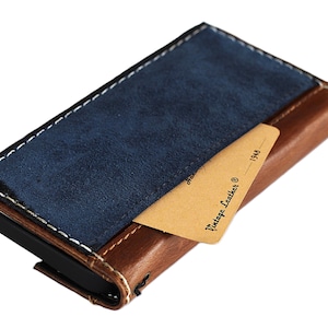 Custodia in vera pelle per Galaxy S25 S24 S23 S22 S21 S20 FE Ultra A35 A55 A35 20 21 A52 A51 A54 A14 A53 5G Plus Blu Tasca Pelle Scamosciata