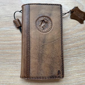 Leren portemonnee-telefoonhoesje voor Samsung Galaxy S20-S24 & A51-A71, met gestempeld vossendesign - Kaartvakjes, ID-venster