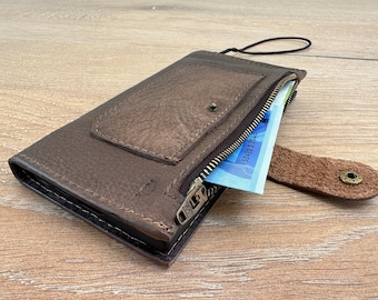 Genuine Leather For Galaxy S22 S21 S20 S23 S24 FE Ultra Note 9 10 20 21 A13 A71 A51 A12 A31 A53 A71 A14 4G 5G Case Plus Zipper Wallet Cover