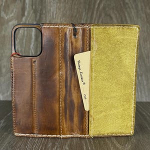 Custodia in vera pelle per Galaxy Z Fold 7, 6, 5, 4, 3, portafoglio, porta carte, libro, vintage, speciale, lucida, verde, in pelle scamosciata, cucito.