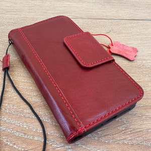Cuir véritable pour Galaxy S22 S21 S20 S23 S24 FE Ultra Note 8 9 10 20 21 A13 A71 A51 A12 A31 A71 A14 A53 4G 5G Plus Étui portefeuille rouge ArtAmit