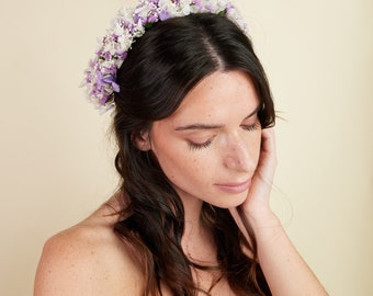 Couronne de fleurs séchées "Berceuse Lilas"